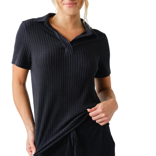 Black Ribbed Polo