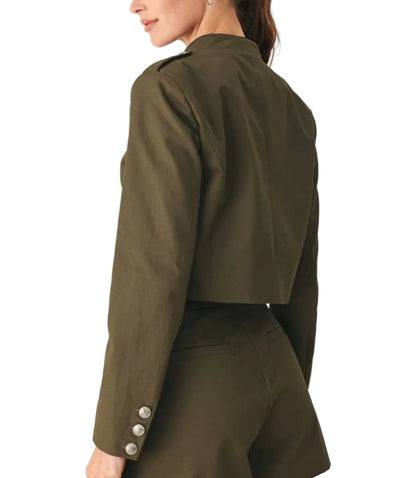 Olive Woven Crop Jacket