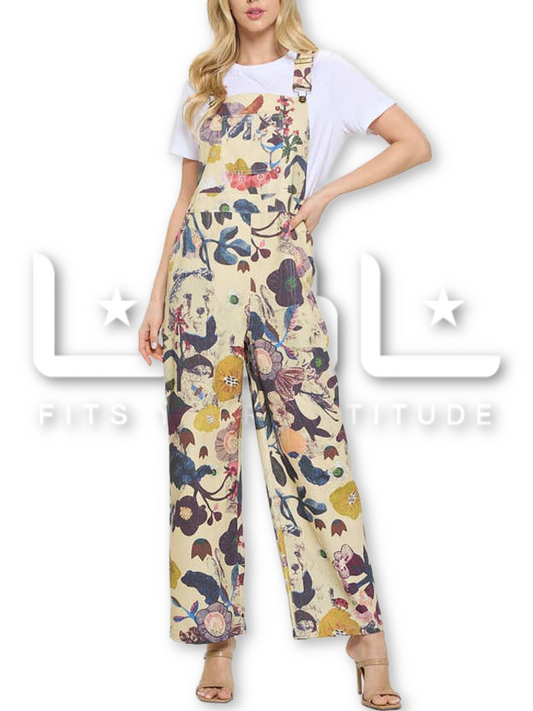 Floral &amp; Bird Print Overall
