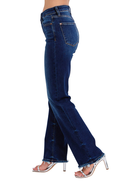 Mid Rise Straight Leg with Fray Hem