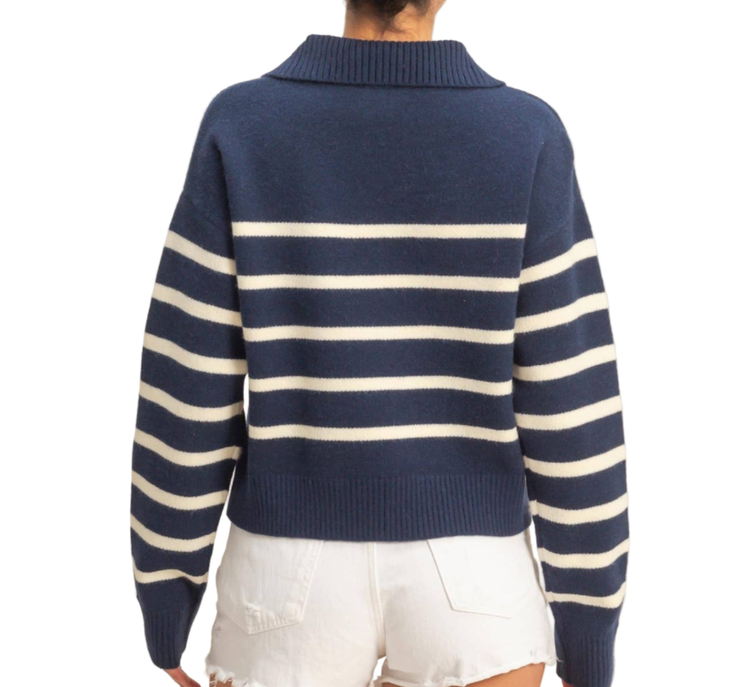 Navy & Cream Striped Sweater