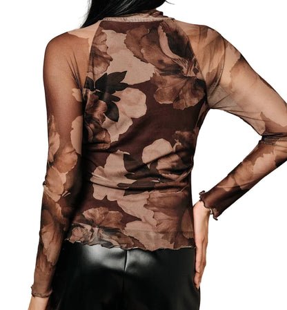 Fall Floral Mesh Top