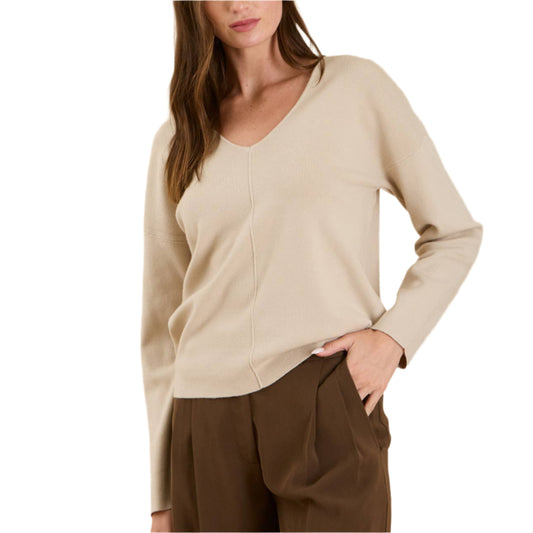 V-Neck Front Seam Knit Sweater