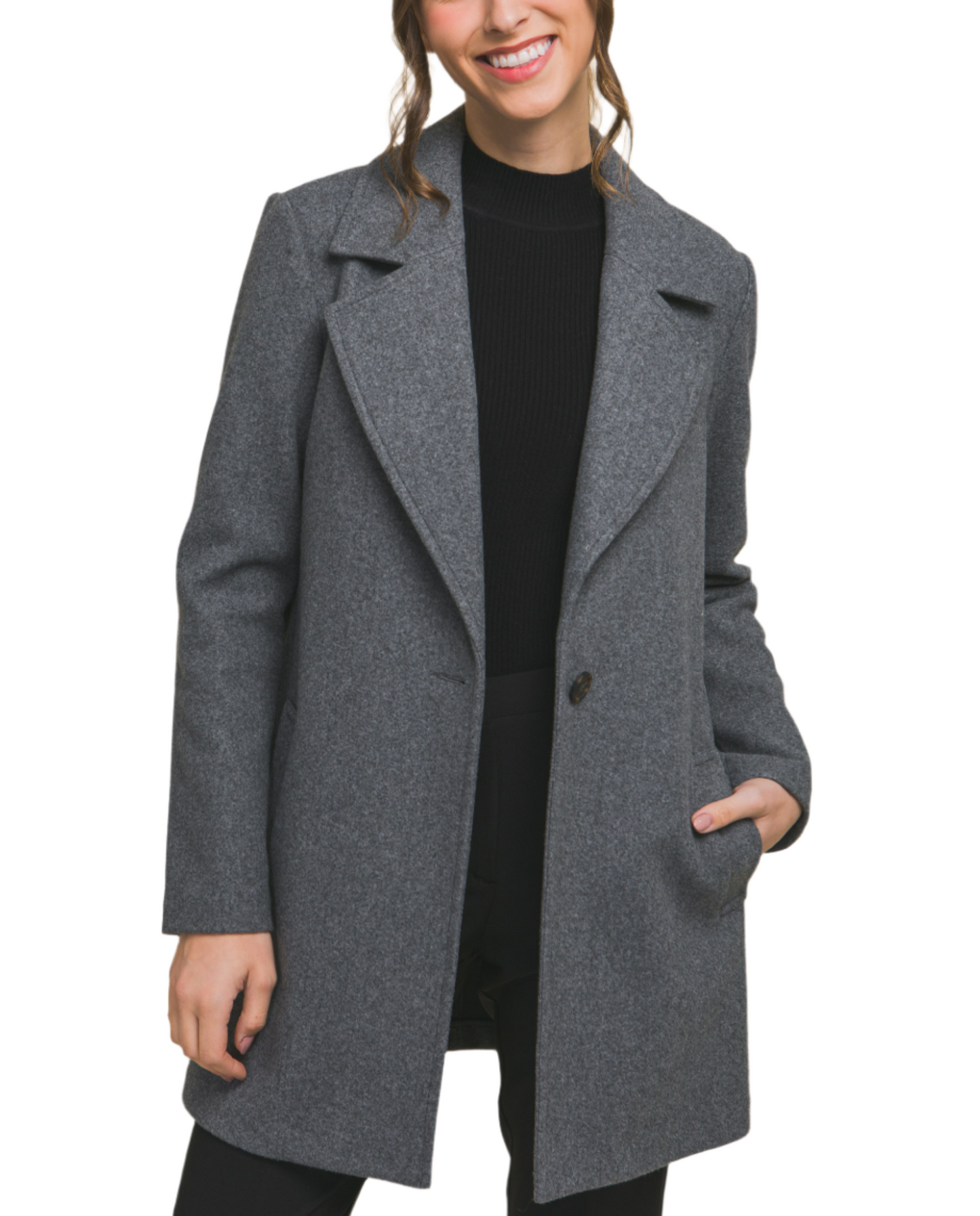 Charcoal Single Breasted Coat