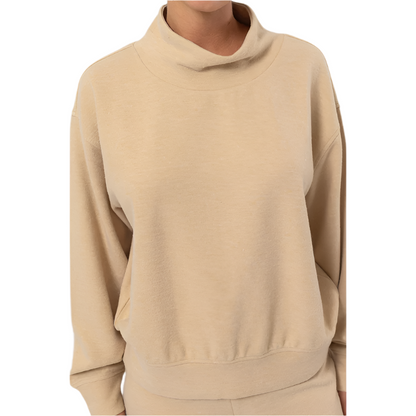 Beige Funnel Neck Sweatshirt