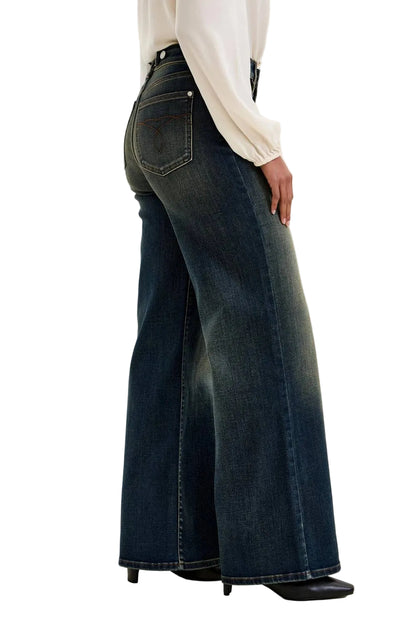 HW LUX Retro Wide w/ Adjustable BK Tab DK Whisky Night Jeans