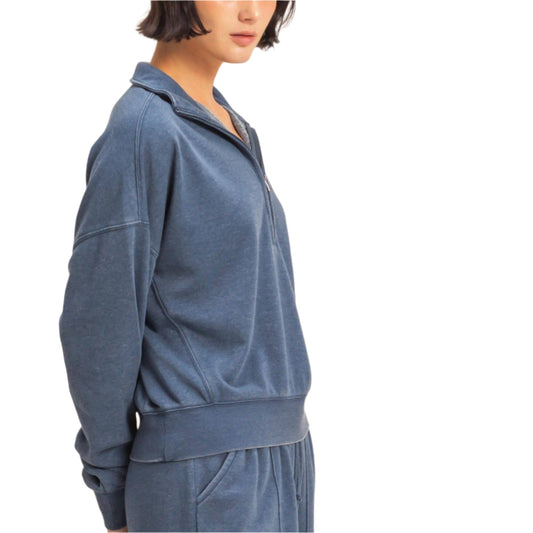 Dusty Blue Half-Zip Sweatshirt