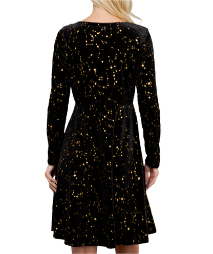 Celestial Black Velvet Dress