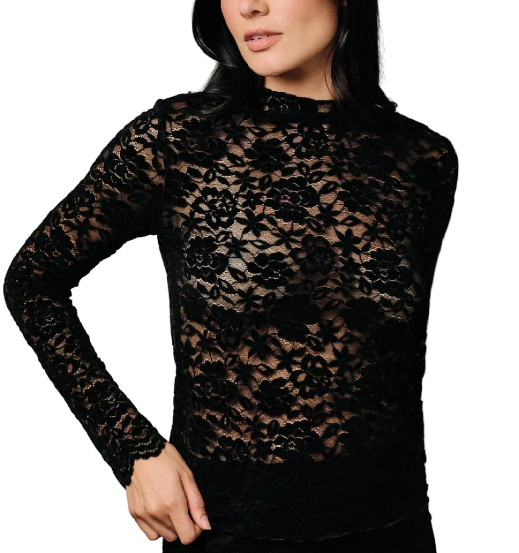 Black Soft Lace Mock Must Have!