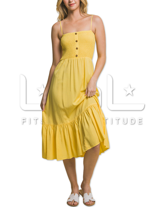 Pineapple Smocked Maxi Tencel Dress
