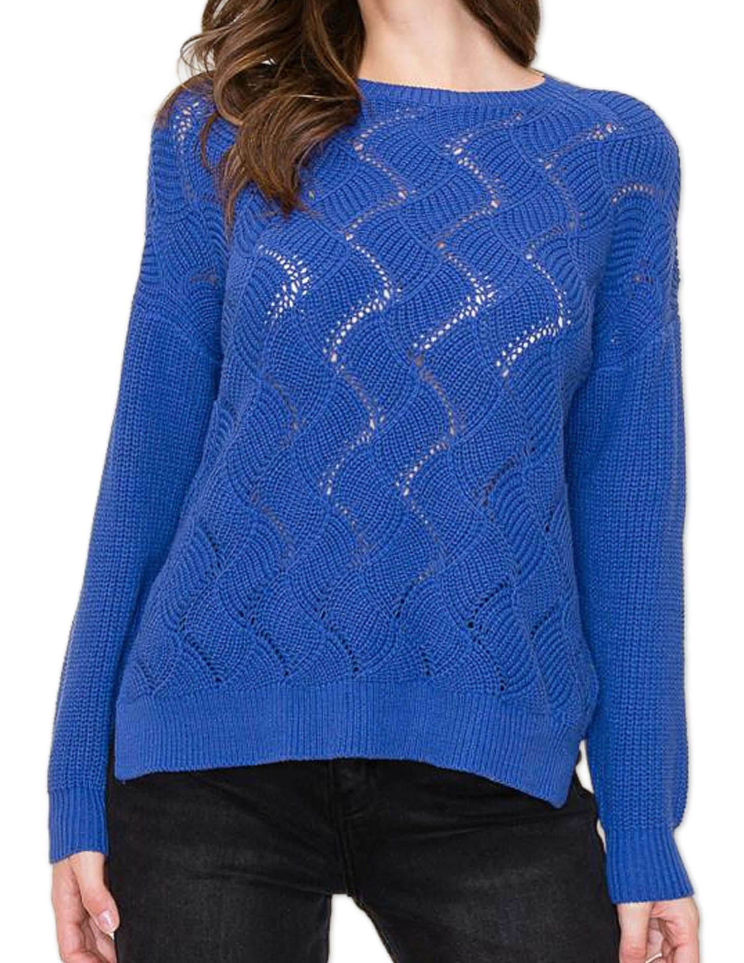Crochet Detail Sweater - Royal