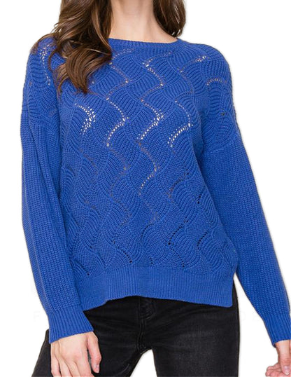 Crochet Detail Sweater - Royal