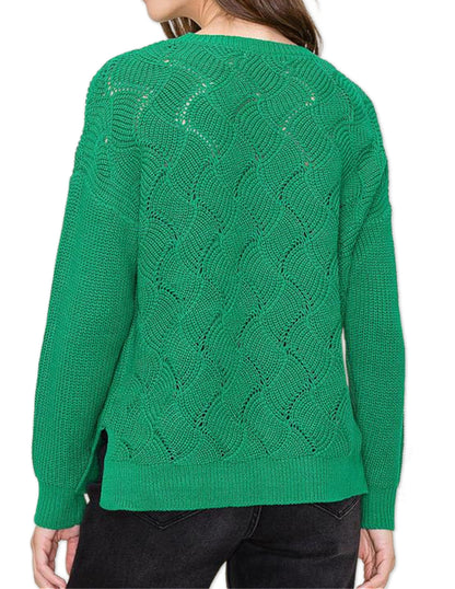 Crochet Detail Sweater - Green