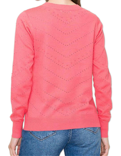 Pointelle Sweater - Coral