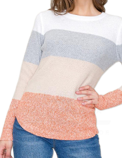 Color Block Sweater - Grey and Taupe