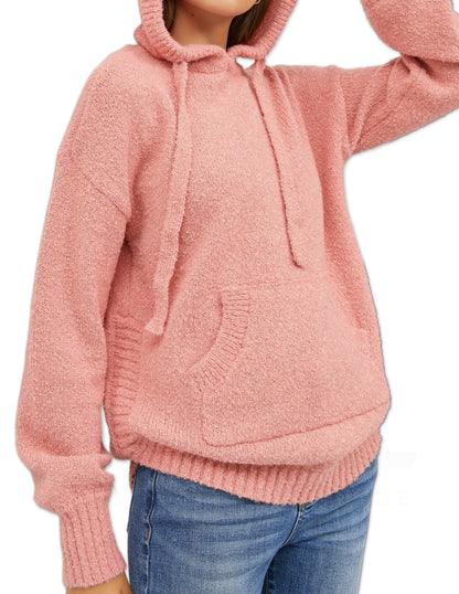 Hooded Sweater - Coral