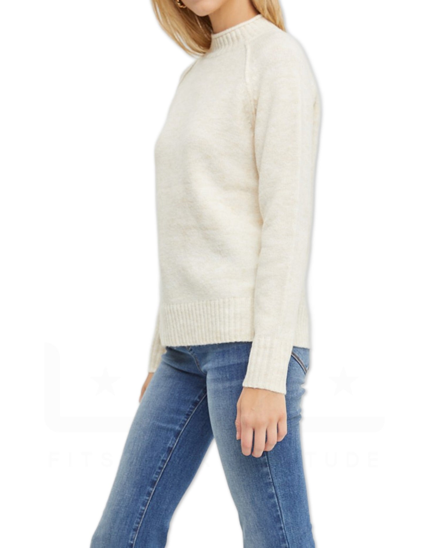 Mock Neck Pullover Sweater - ivory