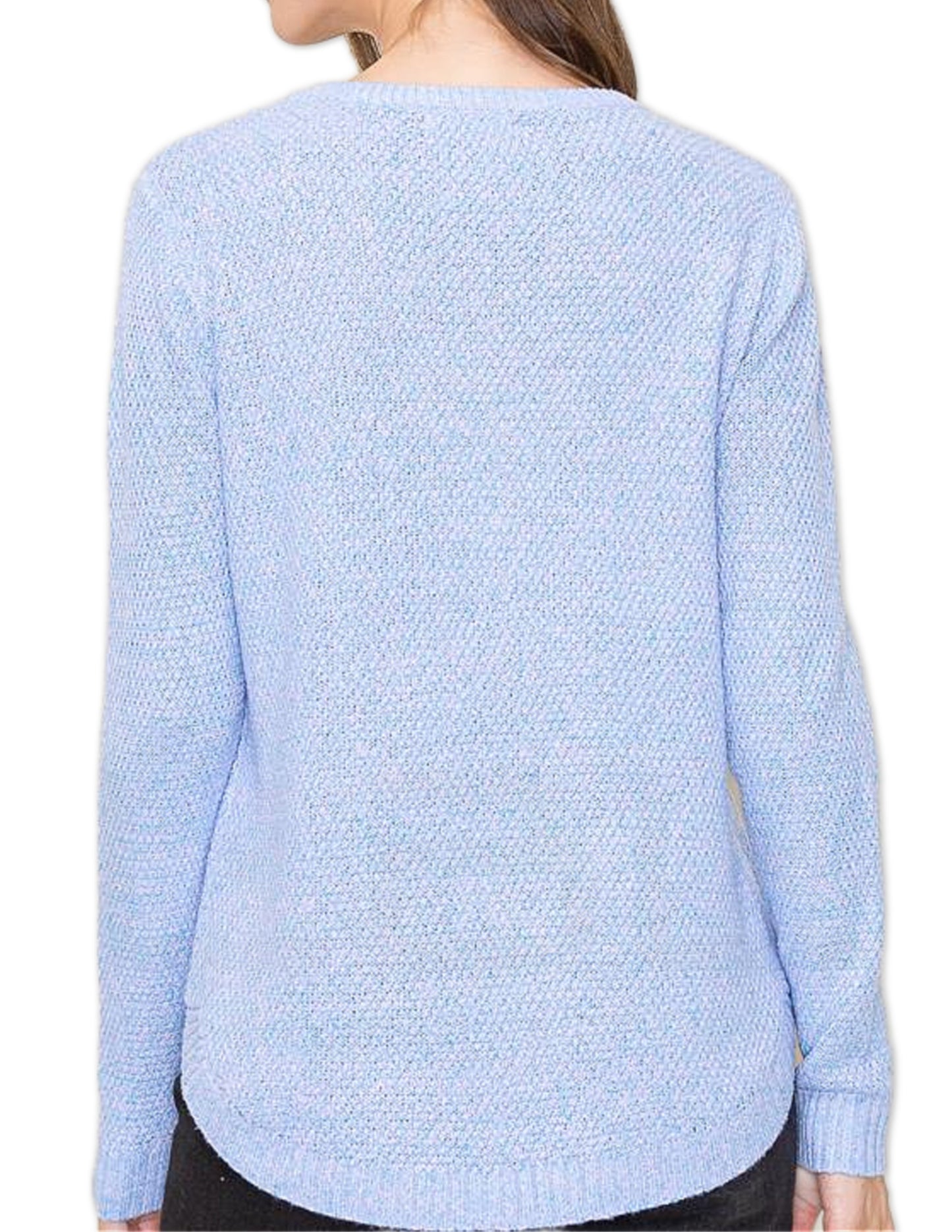 Textured High Low Sweater - Periwinkle