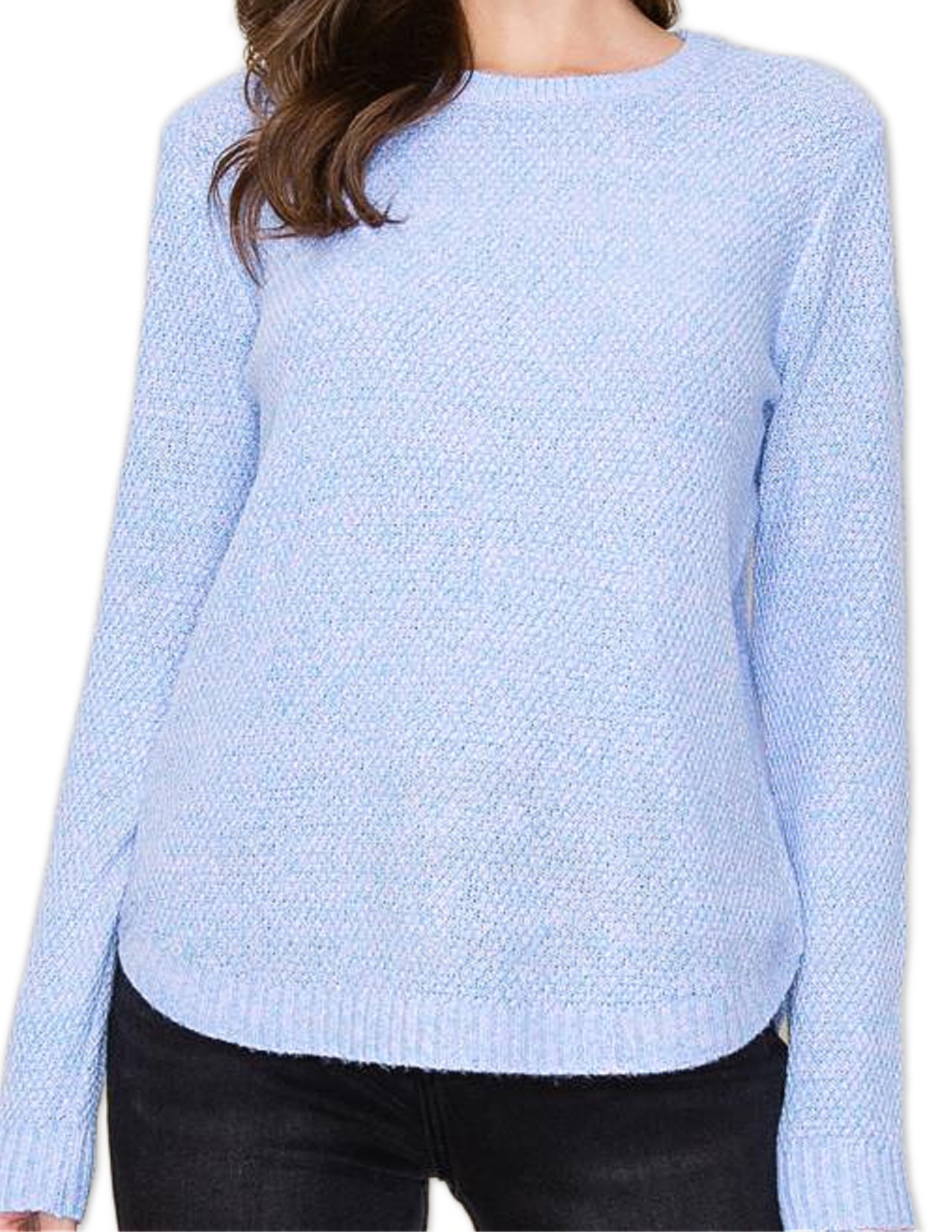 Textured High Low Sweater Periwinkle L B L