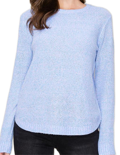 Textured High Low Sweater - Periwinkle