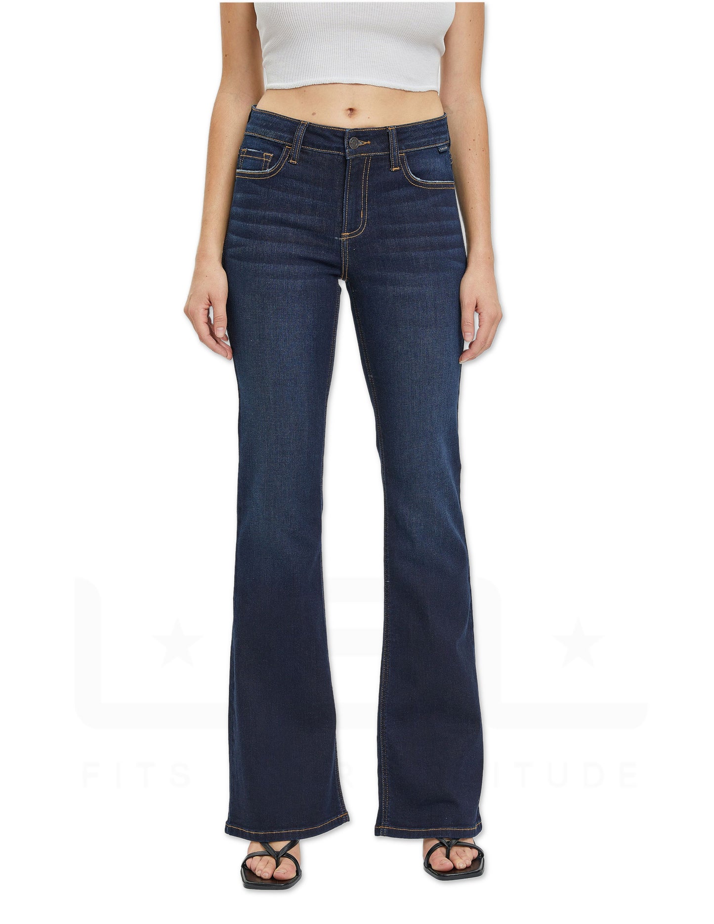 Mid Rise Flared Jeans