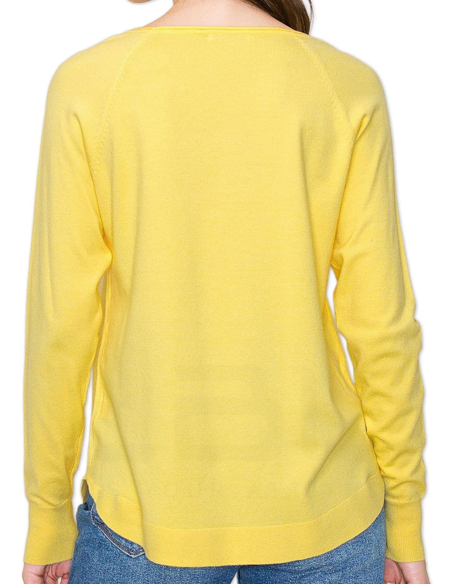 High Low Hem Sweater - Yellow