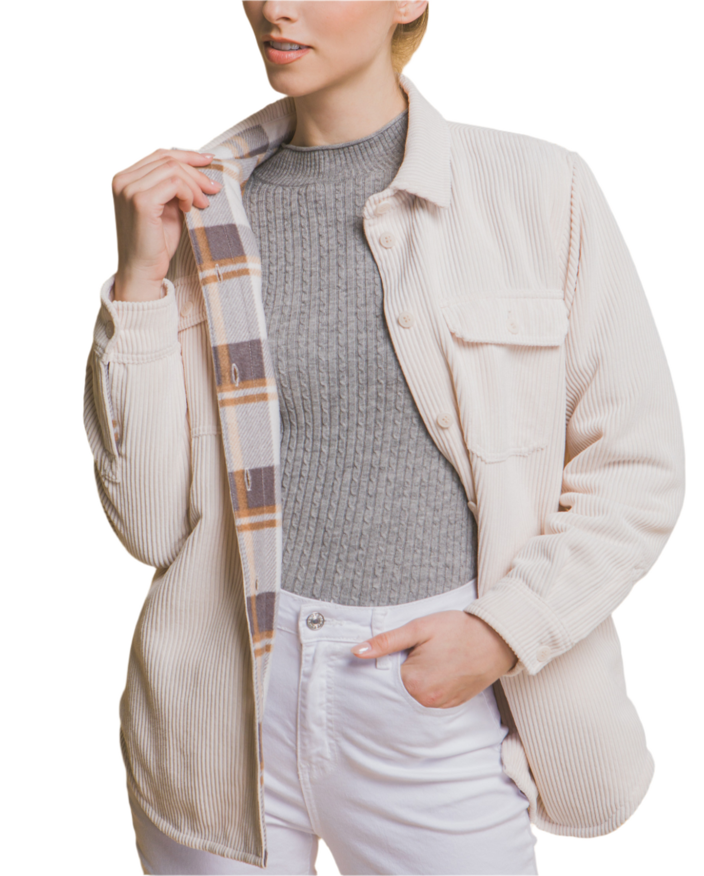 Ivory Corduroy Reversible Jacket