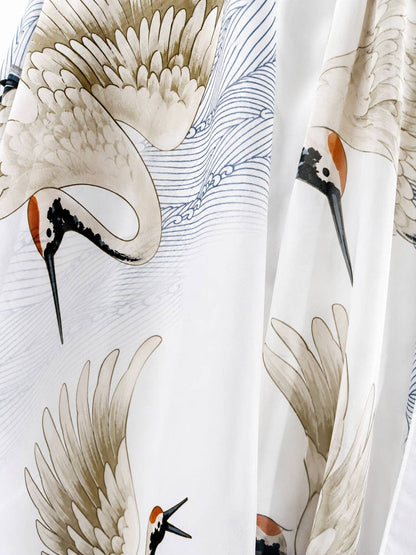 Japanese Wave Crane Kimono