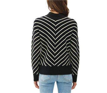 Diagonal Stripe Mock Neck Sweater