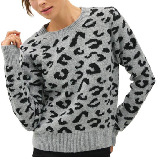 Grey Leopard Sweater