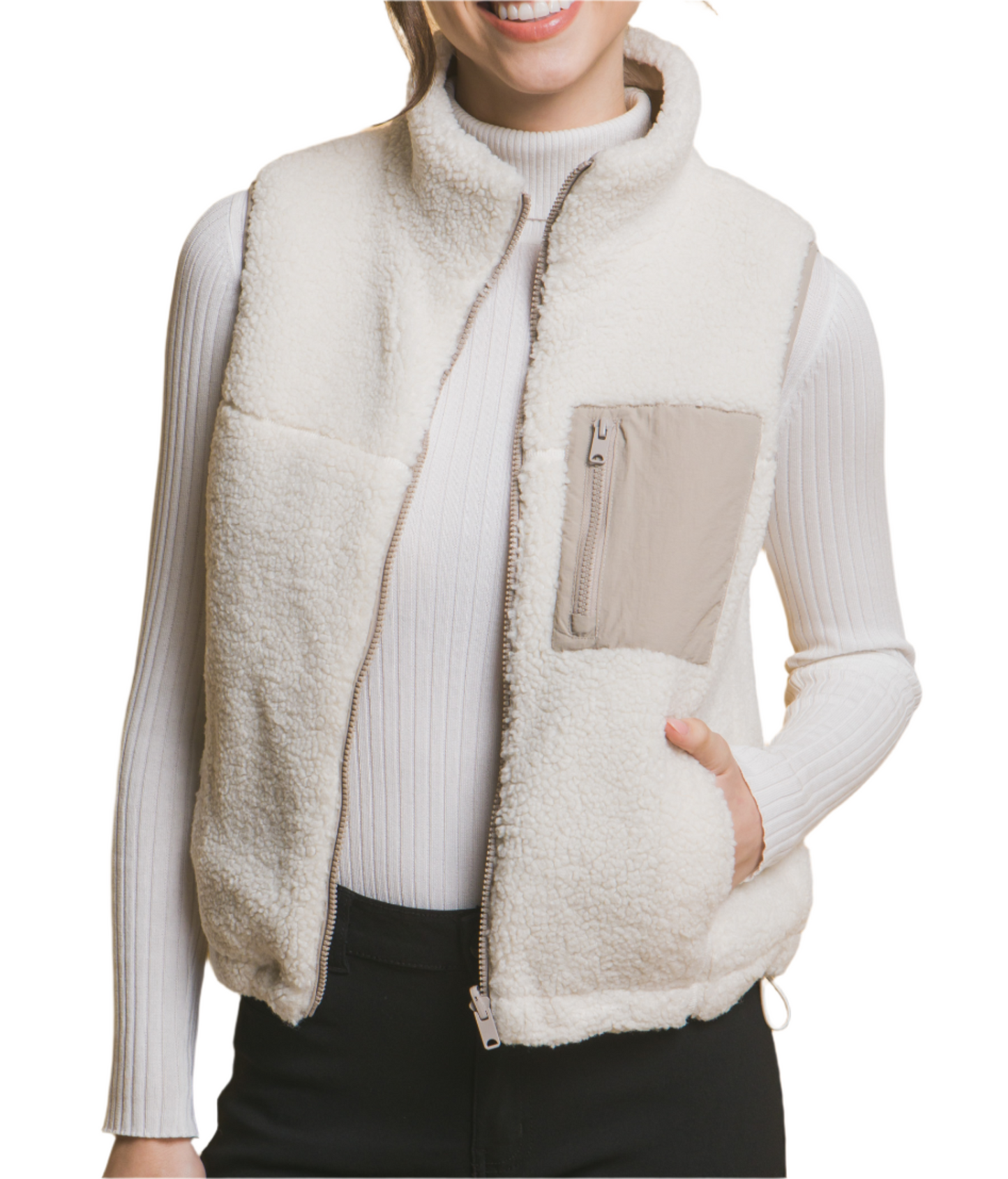 Ivory Reversible Fleece Vest