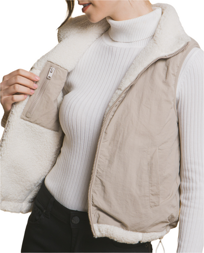 Ivory Reversible Fleece Vest