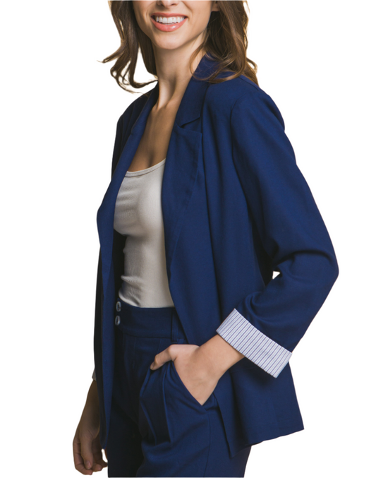 Navy Linen Blend Jacket