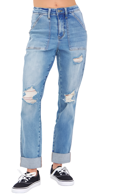 Judy Blue Patch Pocket Boyfriend Jean