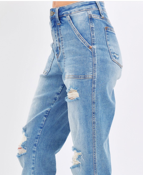 Judy Blue Patch Pocket Boyfriend Jean