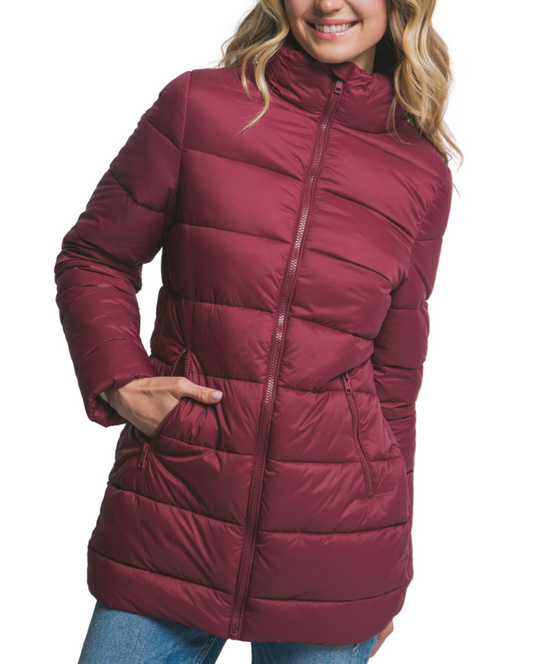 Dark Cherry Wine Puffer Jacket