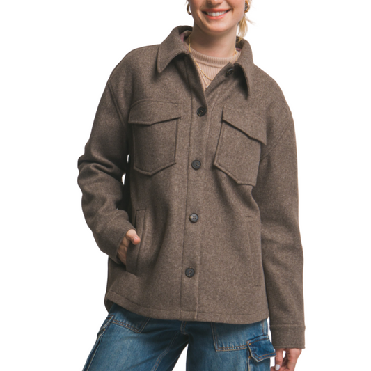 Brown Fleece Shacket