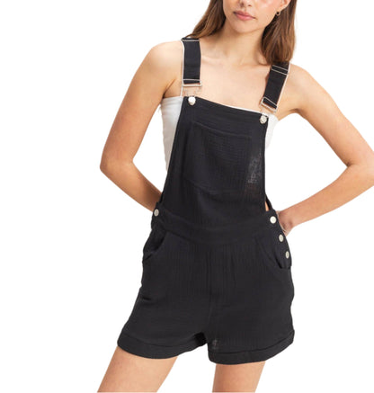 Black Double Gauze Romper