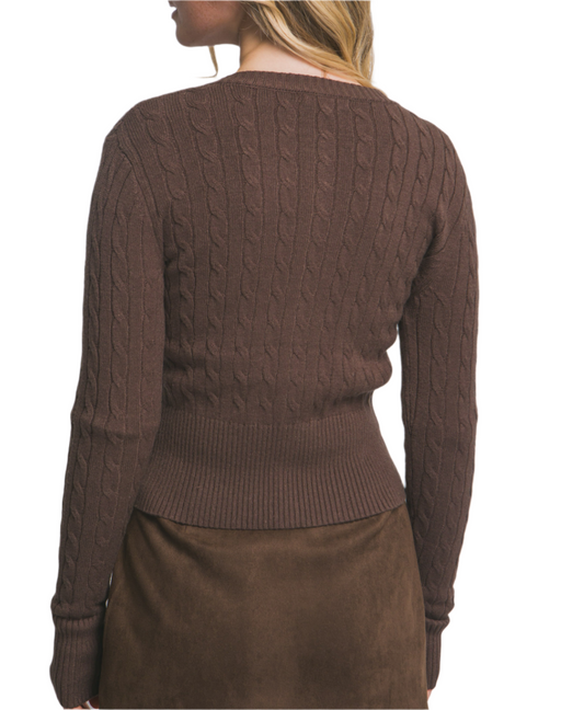 Mocha Cable Knit Cardigan
