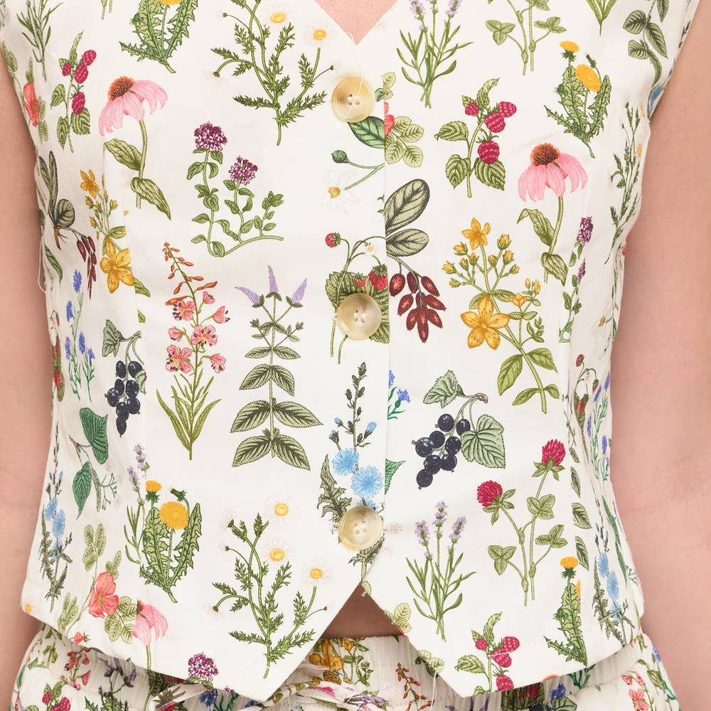 Floral patterned outfit with a white background