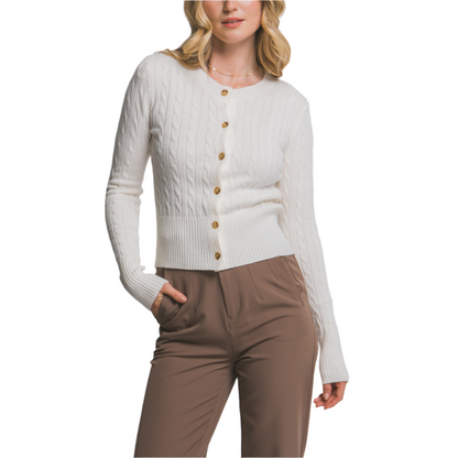 Ivory Cable Knit Cardigan