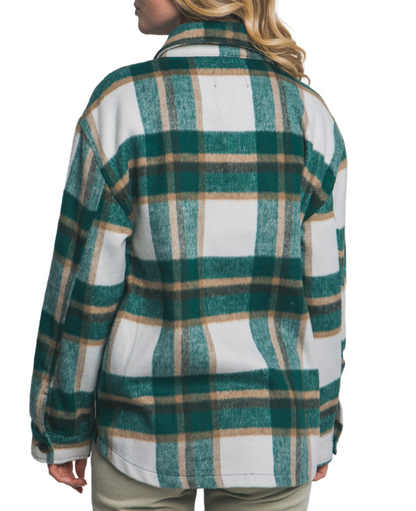 Green Bold Plaid Button Up Shacket