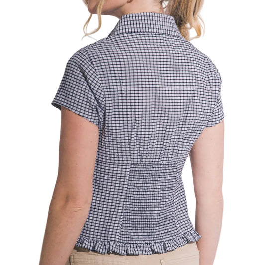 Collared Neckline Button Up Top