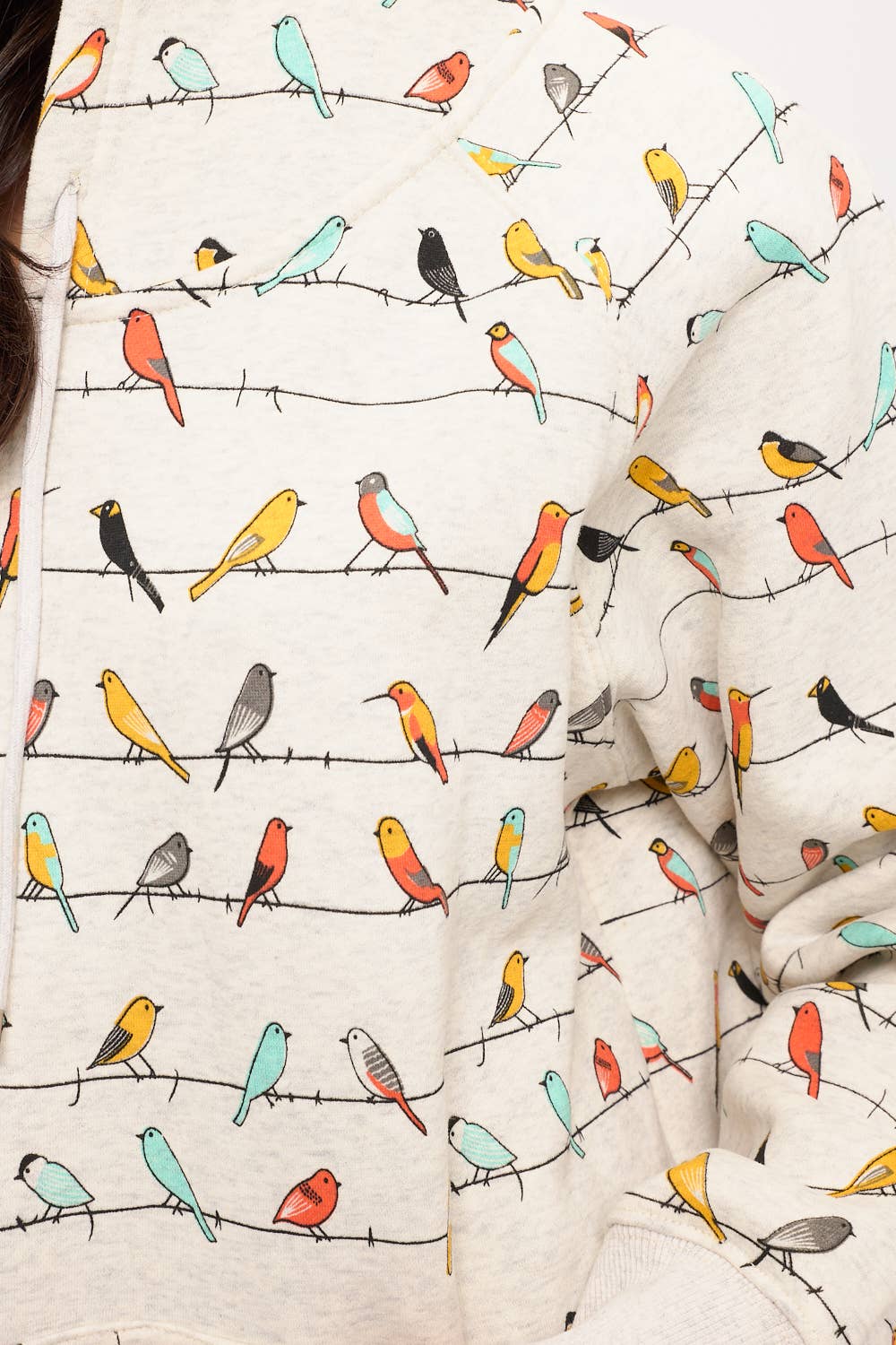 Colorful Chirpy Birds Zip-Up Hoodie