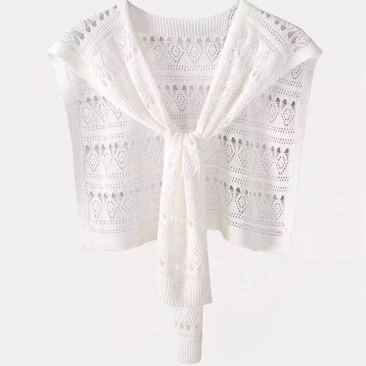 White Sweater Style Knit Scarf Wrap