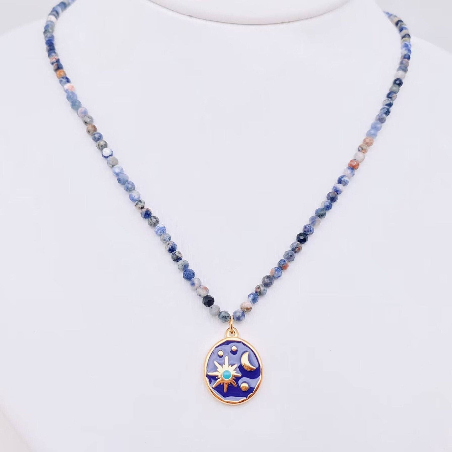 Starry Sky Pendant Natural Stone Beaded Necklace