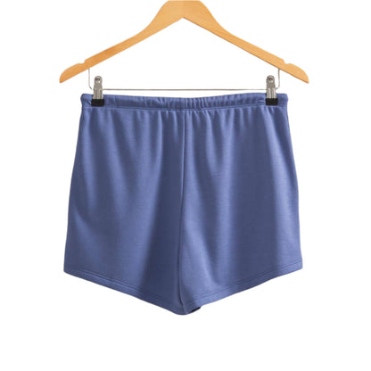 Dusty Blue Comfy Mid-Waist Drawstring Shorts