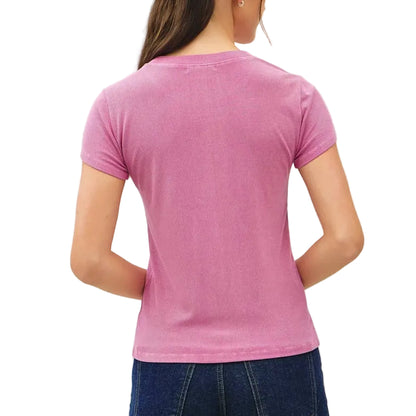 Person wearing a pink shirt and blue jeans on a white background