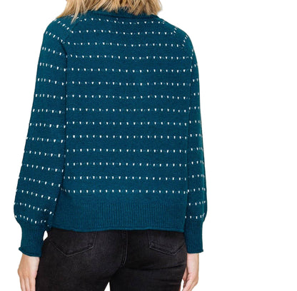 Teal Dotted Striped Sweater