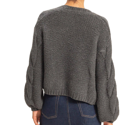 Oversized Cable Knit Open Front Cardigan Sweater